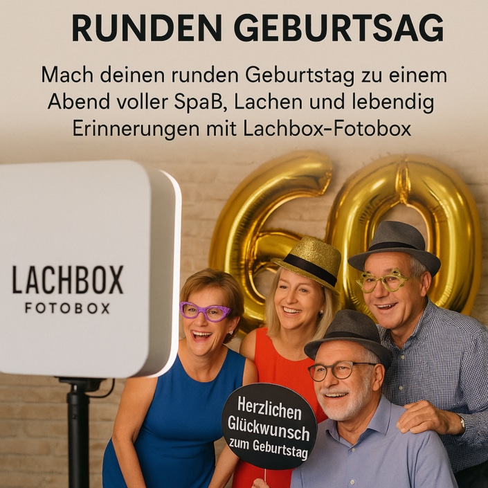 Fotobox im Einsatz bei einer Geburtstagsfeier in Plauen – Gäste posieren mit Requisiten